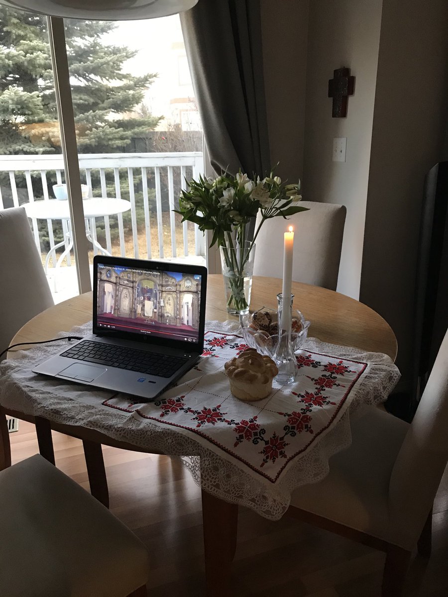 Today is Orthodox Easter Sunday so I am going to church in my dining room.