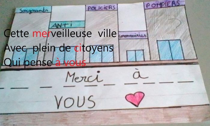 "Écris avec #1dessinpour1soignant " Merci à Eloane