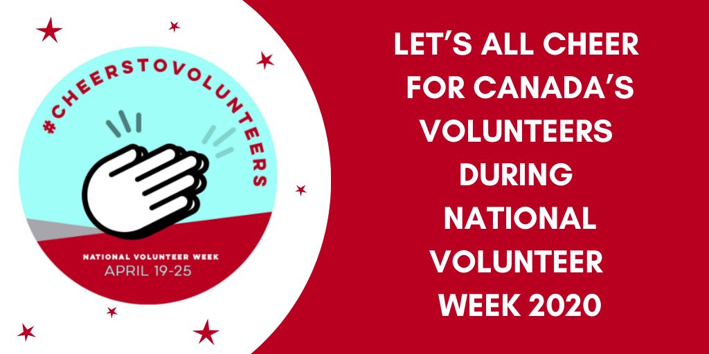 Let’s all cheer for Canada’s volunteers during National Volunteer Week 2020! #CheersToVolunteers #NVW2020