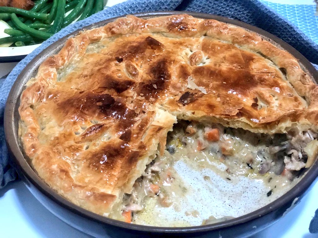 Chicken and Mushroom pie w/ Green Beans and Cinnamon spiced Butternut 