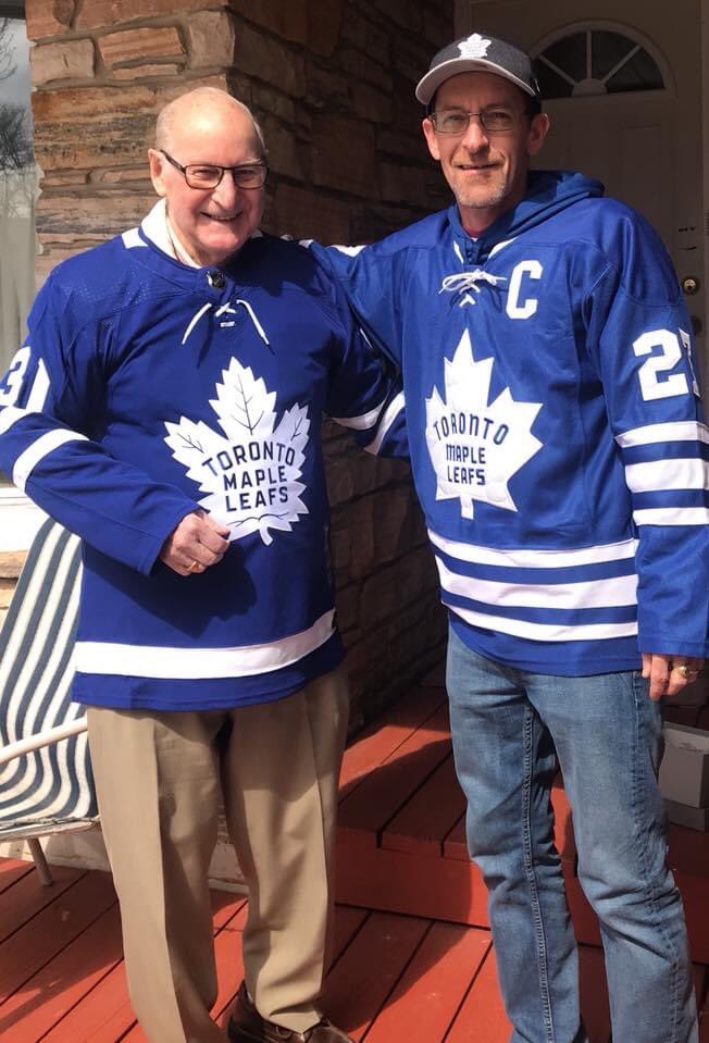 Tobinatorx's tweet photo. #TML4Life......1 year ago, I took my dad to a playoff game, he’s seen FAR more Cup victories than myself! 😂💙 https://t.co/lh7regEfOH