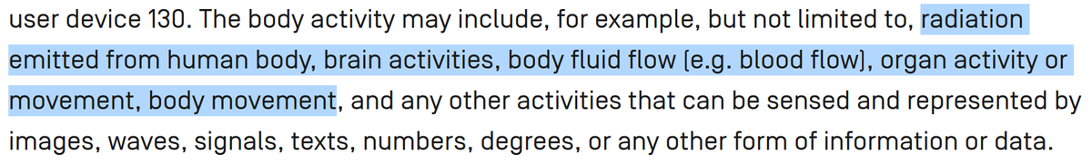 TL;DR: Just put "radiation emitted from human body, brain activities, body fluid flow (e.g. blood flow), organ activity or movement, body movement" on Microsoft's blockchain.