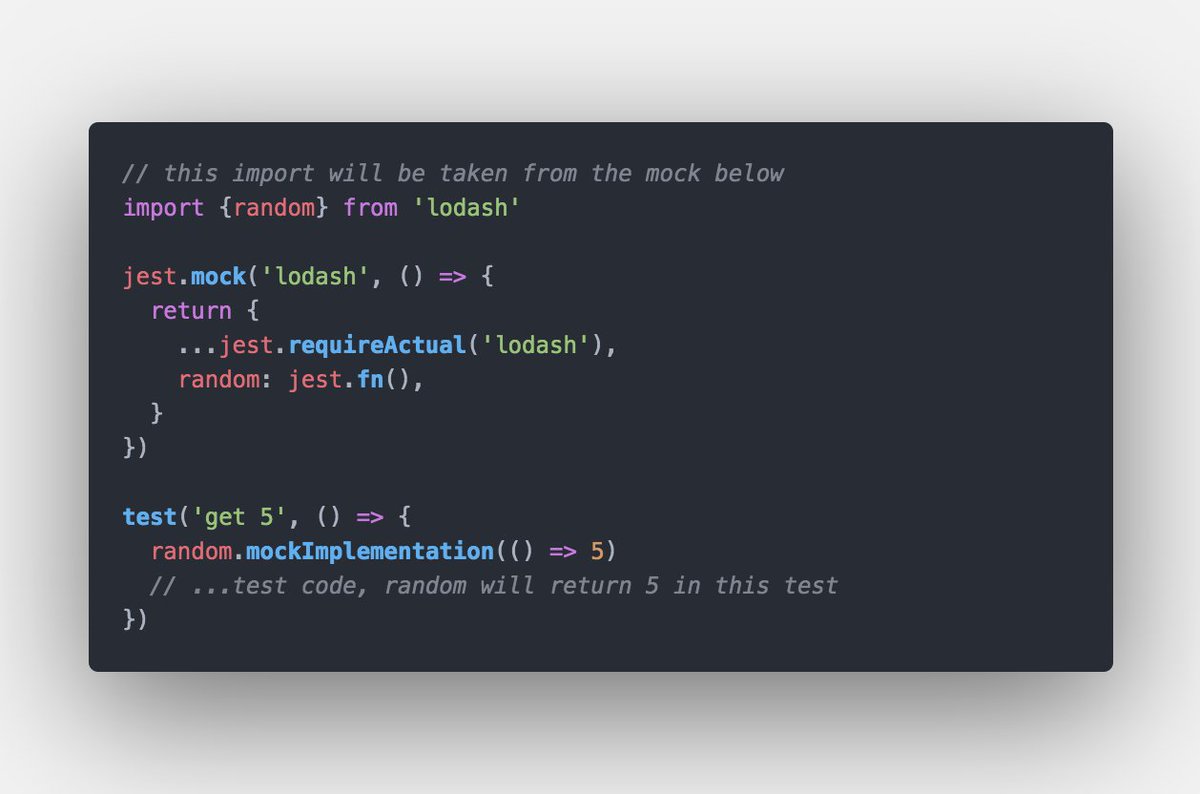 bad_developer_'s tweet image. Going through my @ReactAmsterdam notes. One Jest gotcha for me was partial module mocks with dynamic mock implementation. Huge thanks for @kentcdodds for the example, I believe it might be useful for others so will share it
