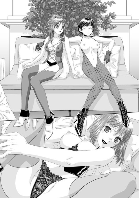 「My doll house」から台詞フキダシ擬音無し絵…その,29
(一部再掲、時々エロいシーン等々ありますがお許しを〜)
ハーレムの娘達の女子会風景2です。
フキダシでデリケートな場所を隠してたのですが、オープンにしました。
元々描いてないんですけどね〜(^^;; 