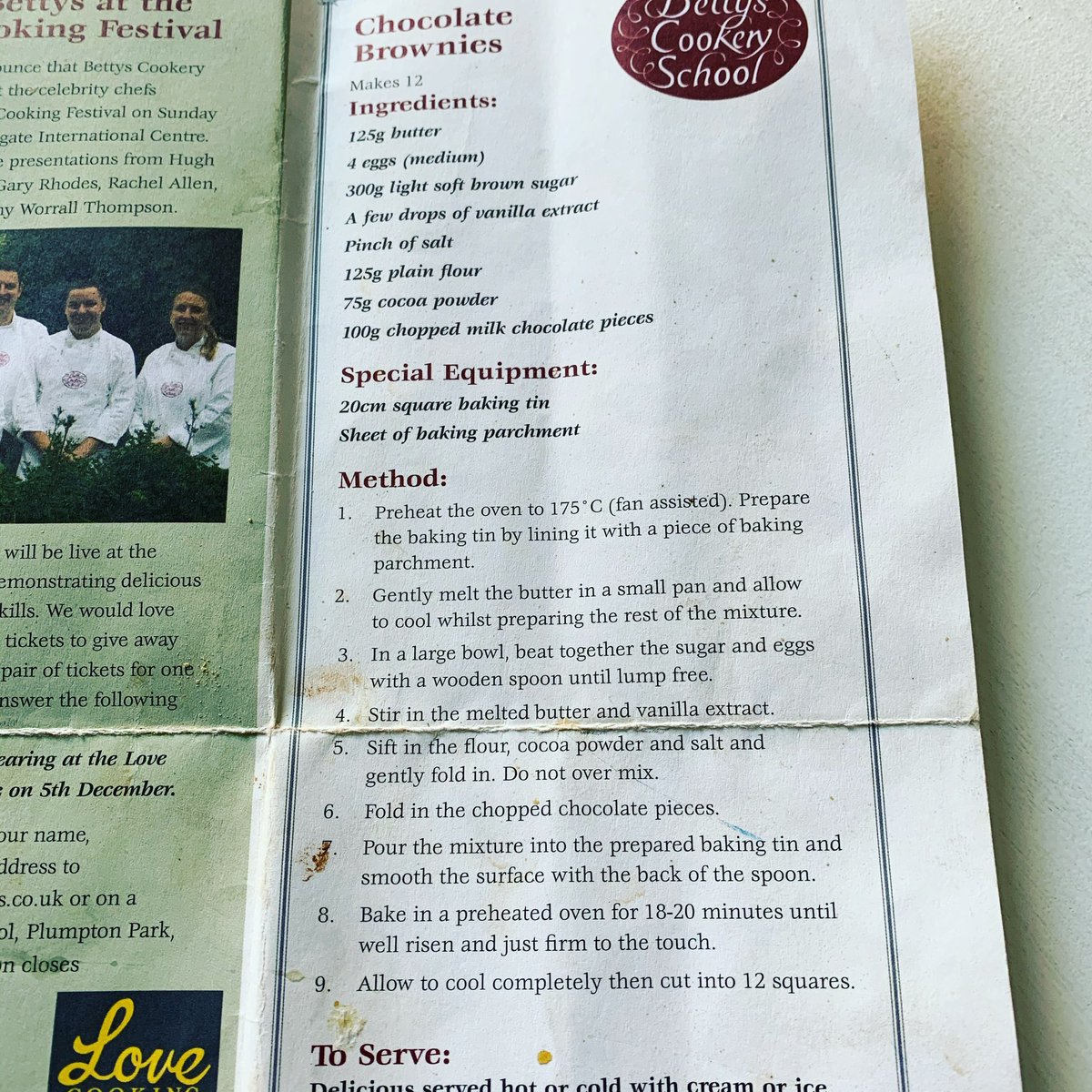 If you’d like to make your own version of the brownies I posted yesterday, here’s the recipe. I picked it up 10 years ago <a href="/Bettys/">Betty Smith</a> As you can see, it’s very well used - always a good sign! If only they’d share their Fat Rascal recipe... 😬🤞🥰