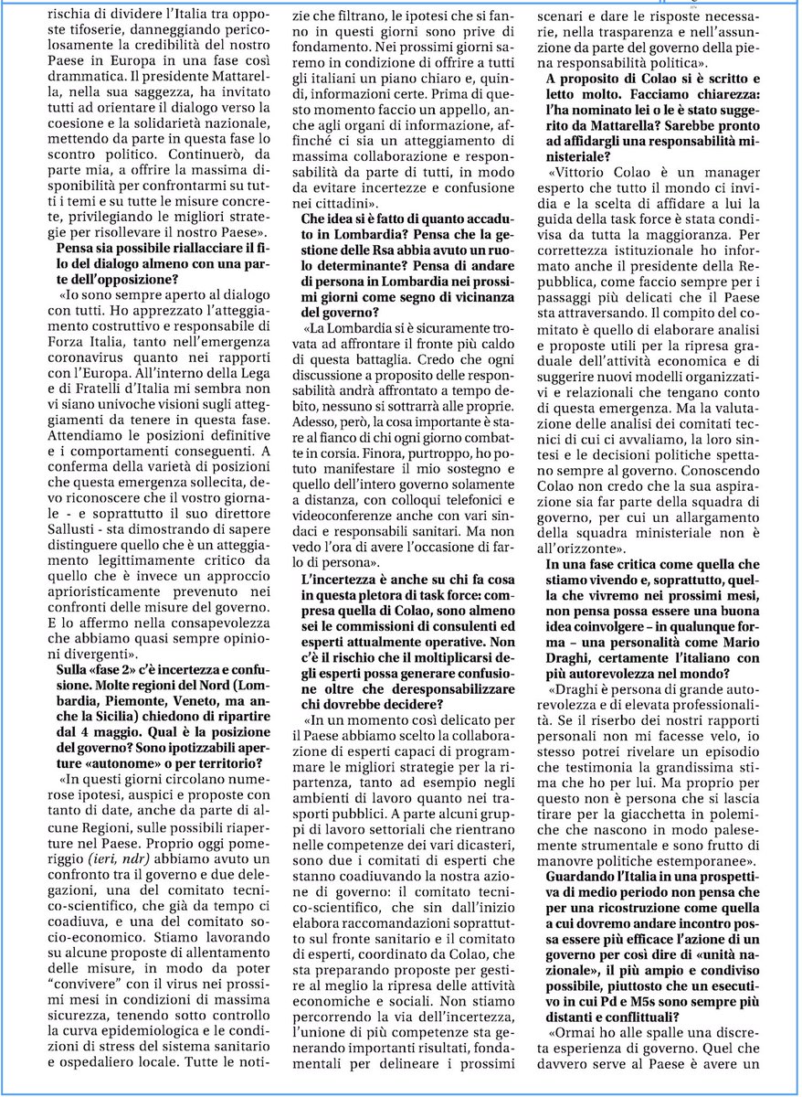 renatapolverini's tweet photo. All’Italia serve una politica che riprenda il proprio ruolo “assumendosi la responsabilità delle scelte”; questo è forse il passaggio più significativo di @GiuseppeConteIT - intervistato da @alesallusti oggi su @ilgiornale - e lo spunto per una riflessione come opposizione https://t.co/yxLbNufzns