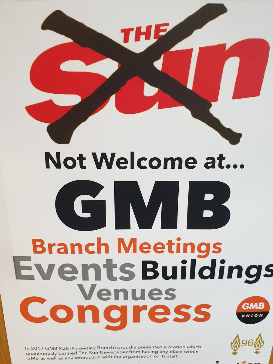 The GMB says NO to the scum Lets share our banners,#DontBuyTheSun @TheFarm_Peter @LFC @LOU15E_96 @SFoodbanks @KaiiserLFC6 @gmbnwi @RichieG_LFC @StevenHyden5 @CWUnews @Jasonbranagan11 @HillsboroughSu1 @totaleclipse96 @spiritofshankly @NEShunsTheSun @hatscarforabadg @HouseofScouse