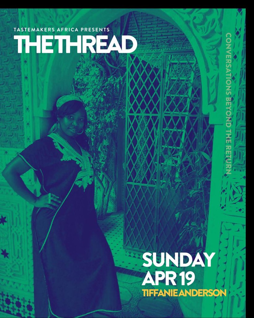 awaytoafrica's tweet image. Tonight, Sunday, April 19th, Away to Africa’s founder, Tiffanie Anderson, is speaking at #TheThread - a virtual conference by @TstmkrsAfrica bringing leaders from the continent and the diaspora together to talk about how we win together. #WeAreTheThread.