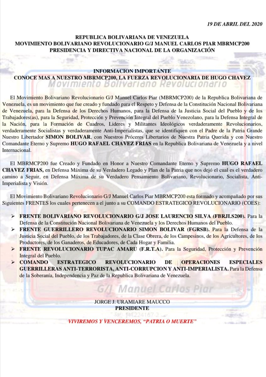 FRTA_GUERRILLA's tweet photo. Conoce más a Nuestro Movimiento Bolivariano Revolucionario G/J Manuel Carlos Piar (MBRMCP200), La Fuerza Revolucionaria de HUGO CHÁVEZ. @NicolasMaduro @ConCiliaFlores @drodriven2 @dcabellor @ConElMazoDando @VTVcanal8 @vladimirpadrino @FreddyBernal @teleSURtv @PartidoPSUV https://t.co/sZDxePotus