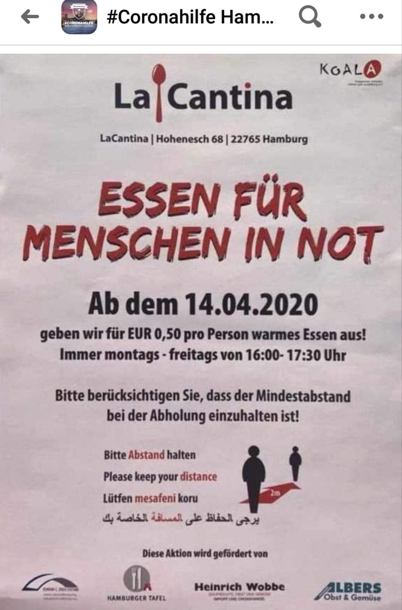 #Hamburg #warmeMahlzeit #coronamanagement bitte Weitersagen!
