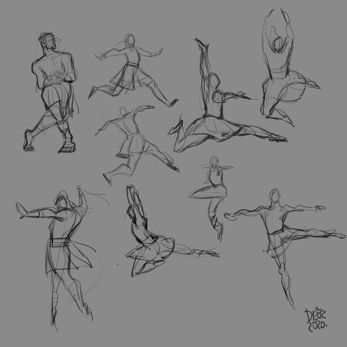 More studies! I watched the musical another time, this time pausing and repeating scenes to capture expressions and particular movement #phantomoftheopera 