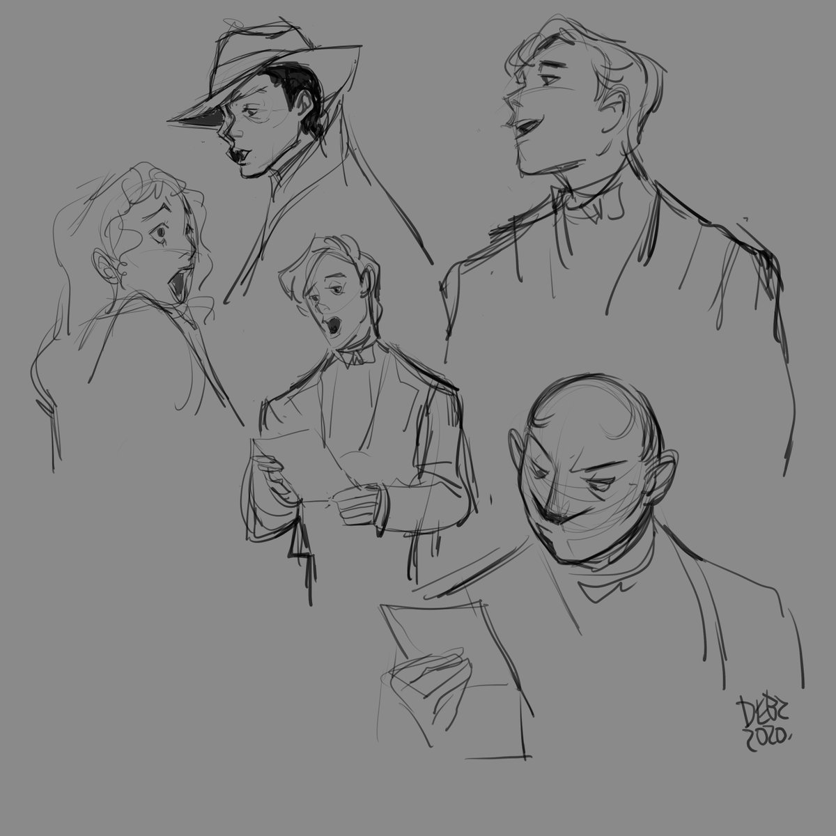 More studies! I watched the musical another time, this time pausing and repeating scenes to capture expressions and particular movement #phantomoftheopera 