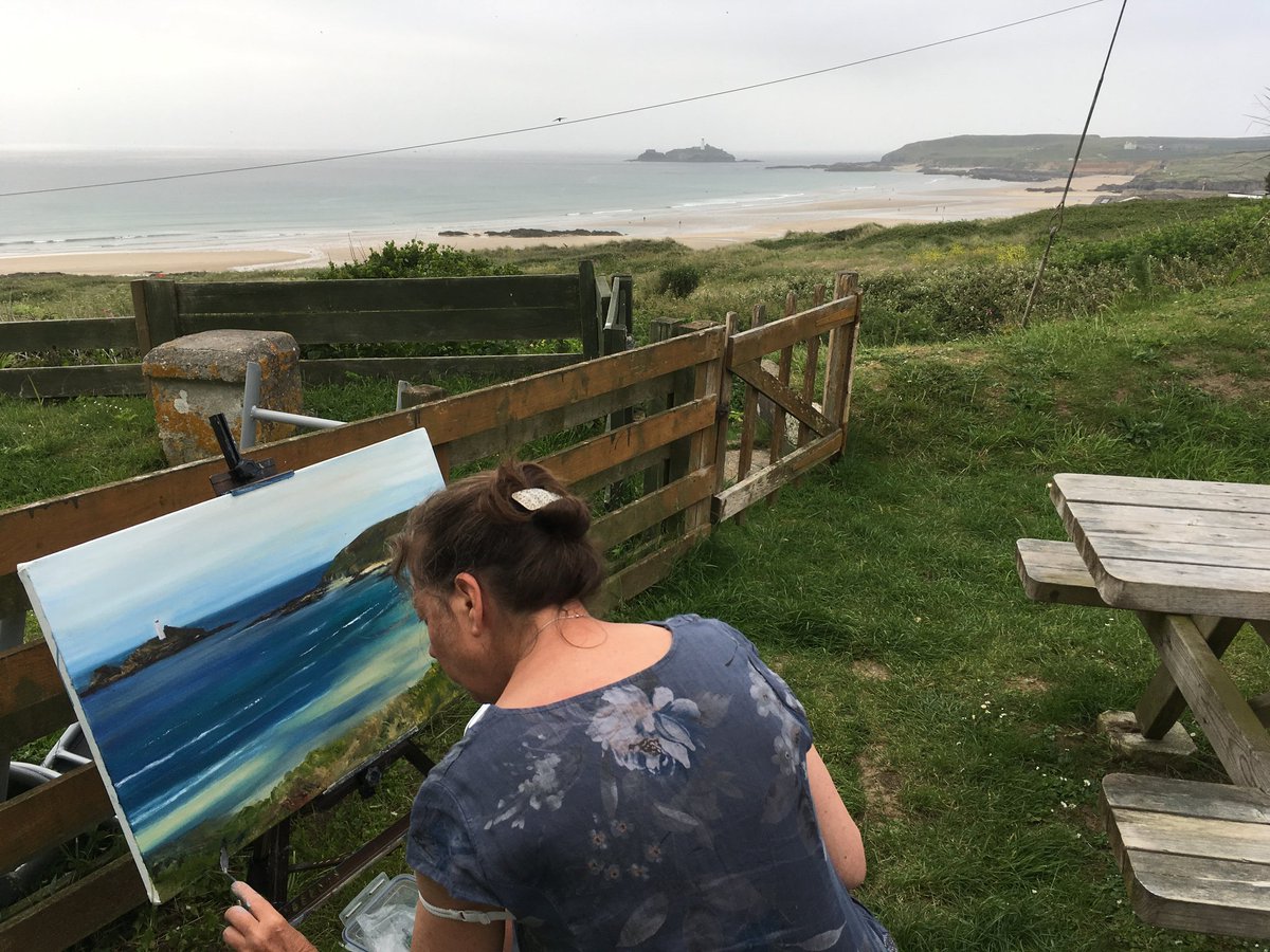 krhodesartist's tweet photo. I would have in #Cornwall painting @Newlynartschool this week but been making linocuts at home in #Sheffield. So here is what I painted last year, plus the linocut just finished, remembering our grand day out climbing at #Bosigran #CommandoRidge. Missing Cornwall #KeepKernowSafe https://t.co/ySr9nmOAFb