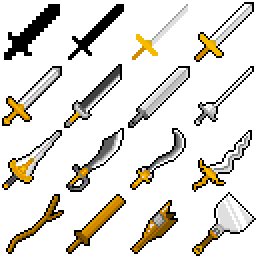 まおつー على تويتر 増やしてみました剣シリーズ それっぽい剣8種とユニーク剣4種 使いどころはまだない ドット絵 Pixelart ドット素材