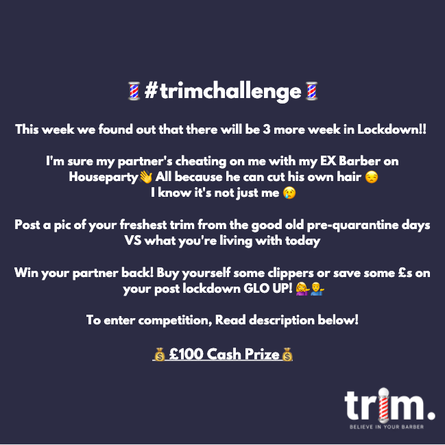 wheresmytrim's tweet photo. To enter the competition like this post and:⁠
⁠
1. Follow our page @wheresmytrim⁠
2. Tag us AND 3 of your friends in your Post/Story⁠
3. Oh and don't forget to use the hashtag #trimchallenge ⁠
⁠
🚨 🚨 Winner will be announced on May 1st 🚨 🚨⁠
#trimchallenge #wheresmytrim https://t.co/BvLiMwhHyQ