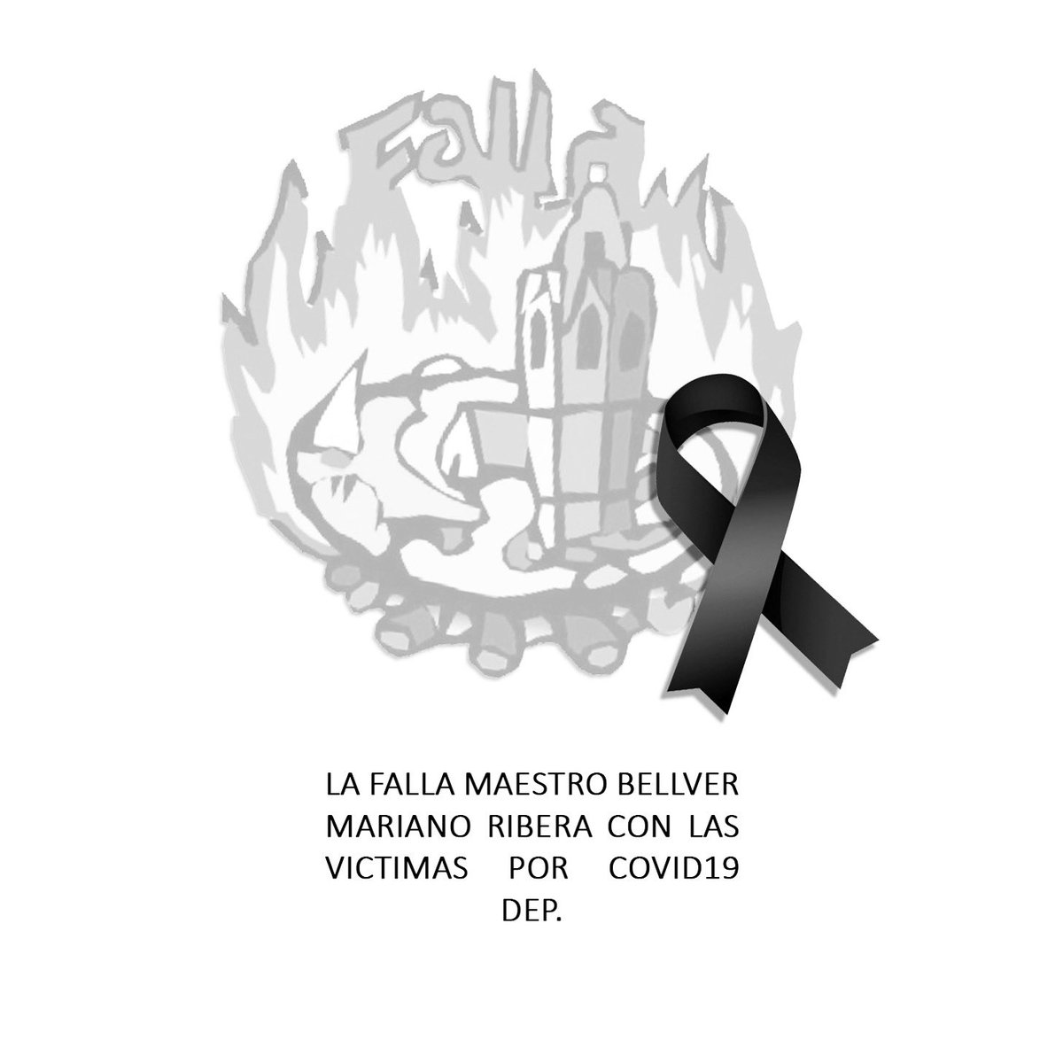 FallaMaestro240's tweet photo. Nos sumamos al luto oficial decretado en toda la comunidad valenciana. Nuestro más sincero pésame y reconocimiento a las personas que han perdido la vida a causa del #covid19.

DEP https://t.co/vHvNB4UePF