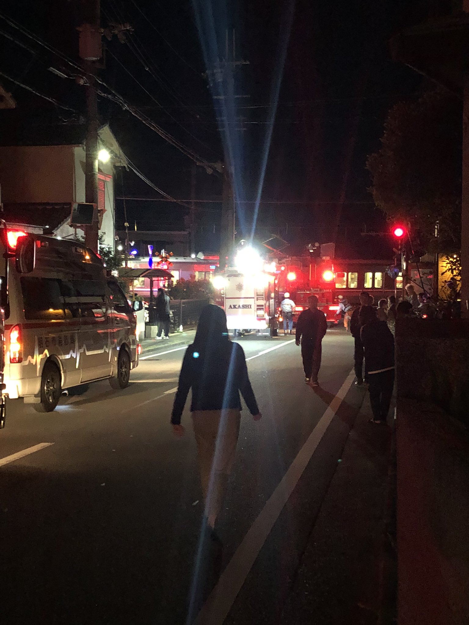 神戸線の土山駅～魚住駅間で人身事故が起きた現場の画像