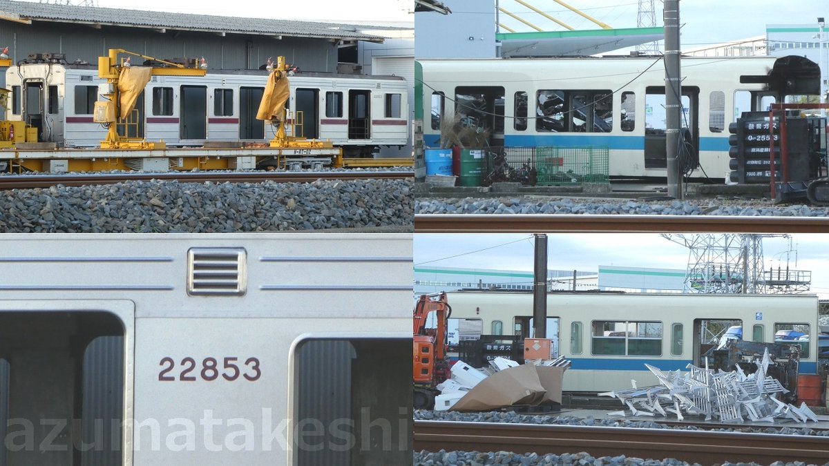 Azumatakeshi Sur Twitter 東武050系 f 5ドア車 モハ 解体開始 やはり5ドア車は山のほうにある地方私鉄へ譲渡せず解体 小田急8000形解体中 T Co Xsevhjbgni 東武 050系 f 5ドア モハ 解体 渡瀬北 北館林