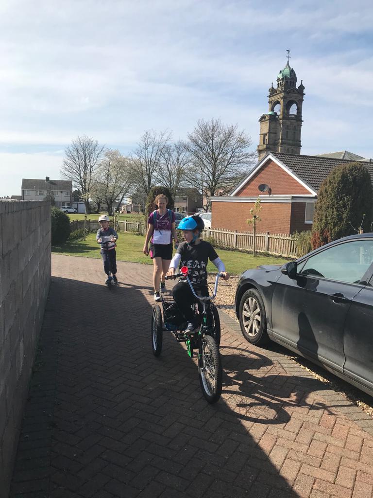 ALewucha's tweet photo. Yesterday I joined a bunch of running crazies supporting exercising at home and keeping safe; 28 miles around a house #IRunAtHome https://t.co/BbmBr0PxSV