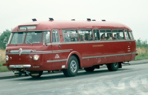 In fact, with ruthless German efficiency this thing combined TWO stupid ideas. Not only was it a bus that ran on rails, it was also a ro-railer... Here it is on the road. It looks fine until you notice the back wheels.