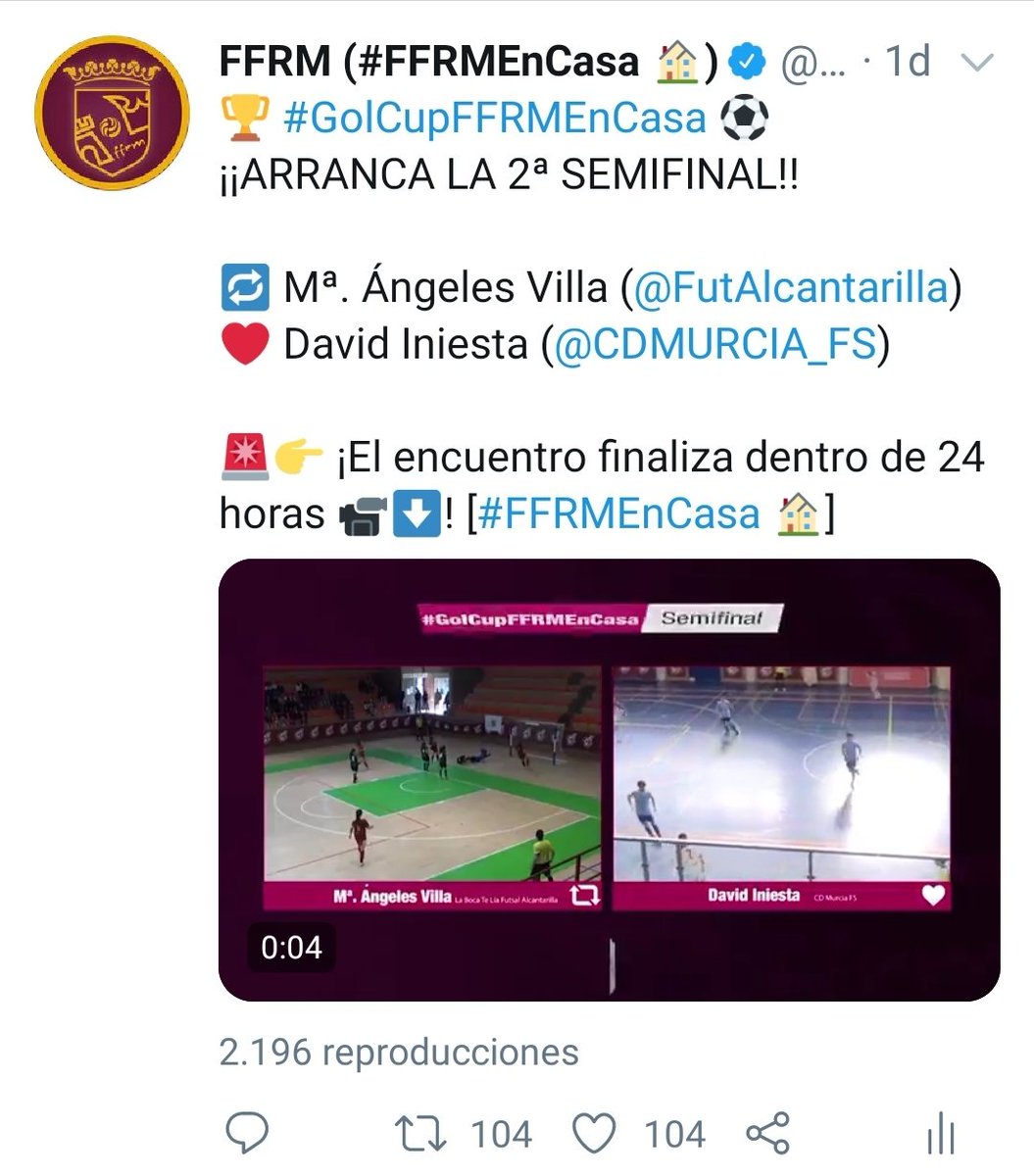 😱 ¡Nos vamos a la PRÓRROGA en la segunda semifinal! 😱

🔁 104 M. Ángeles Villa (@FutAlcantarilla)
❤ 104 David Iniesta (<a href="/CDMURCIA_FS/">Crestanevada CD MURCIA FS</a>)

⌛ ¡30 minutos más de partido! #GolCupFFRMEnCasa 🏆 #Futsal
⬇️⬇️⬇️⬇️⬇️⬇️⬇️⬇️⬇️⬇️⬇️⬇️
x.com/ffrm_es/status…