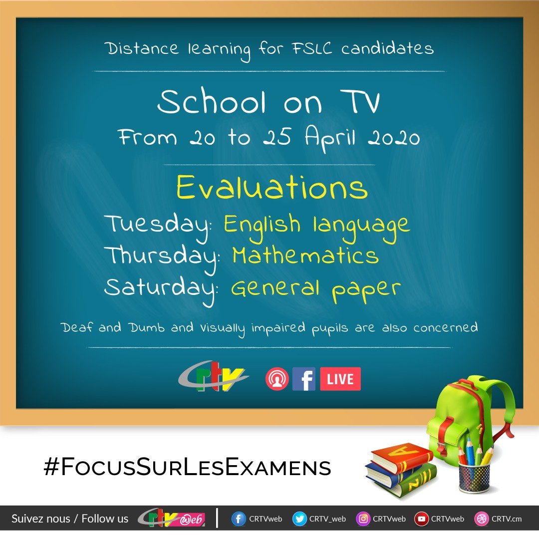 CRTV_web's tweet photo. #FocusOnExams
#FocusSurLesExamens
C'est la semaine des évaluations pour les candidats au CEP et FSLC https://t.co/IO9LGWYfD0