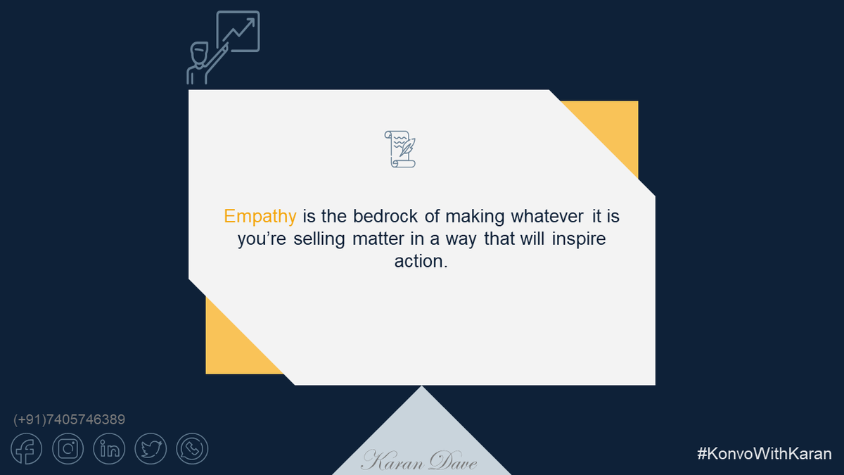 davekaran640's tweet photo. #LeadingWithEmpathy  #KonnectWithKaran

To lead with #empathy means to prioritize other people’s #emotions. As a #salesperson, this requires reflecting on existing habits and adopting ones that widen your understanding of your #customersemotions, thoughts, and experiences. https://t.co/zvNnIiZeMn