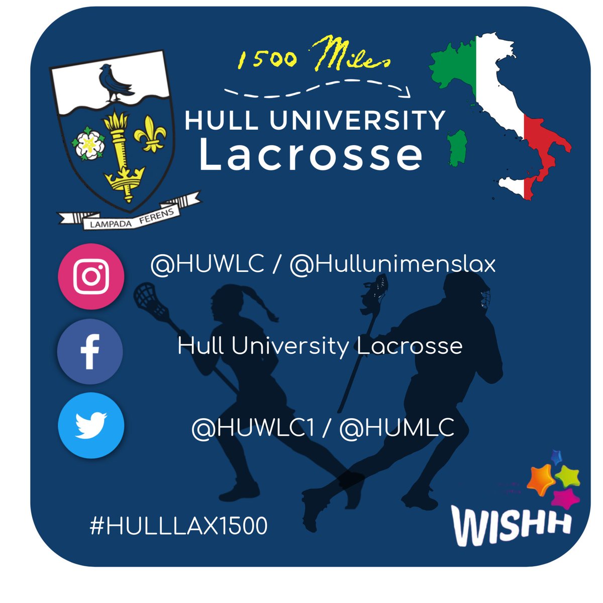 HUWLC1's tweet photo. We will be coming together with @HUMLC to fundraise for @wishhcharity!
 Tour to Italy was cancelled😞! So we will be collectively walking/running or cycling the distance (PLUS A LITTLE BIT MORE) of Hull to Rimini -1500 MILES!! 🤩

DONATE HERE: https://t.co/w0PDCdJNoq

@UniOfHull https://t.co/bu6O77X5RC