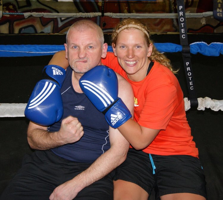 scopelandboxer's tweet photo. Me &amp; Dad are on the listening project on @BBCRadio4 today at around 1.30pm 

This is us in the gym a few years ago when he was my coach as an amateur, always doing snide moves in sparring and going about in his little vests 😂 Top times together 🥊❤️ https://t.co/I6C2tTvKqz