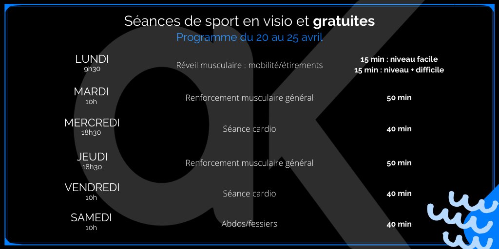Dès demain, on se retrouve pour une nouvelle semaine avec six séances🙃. Eh oui, chaque semaine je vous proposerai une séance de plus : le mercredi❗ Je vous laisse découvrir le programme avec plusieurs nouveautés pour les semaines à venir.