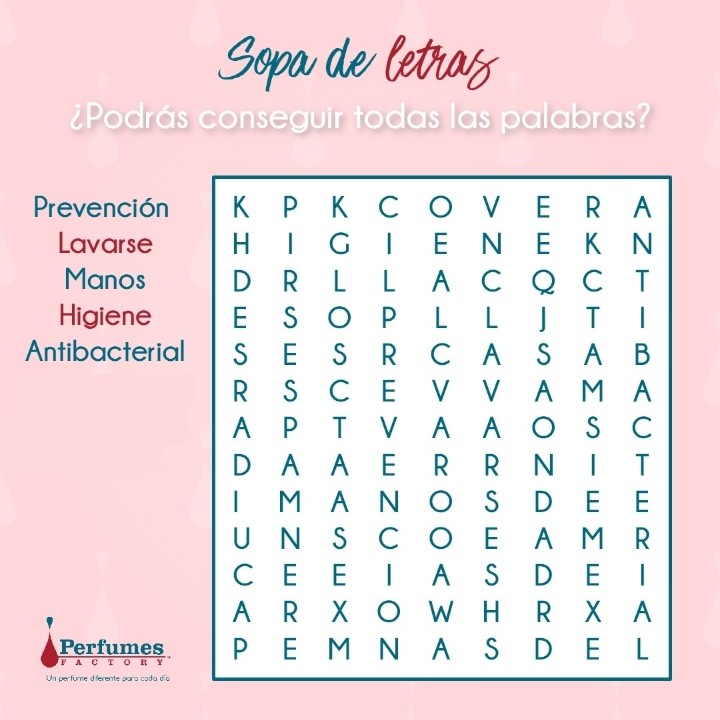 pfactoryrd's tweet photo. Le hemos dejado un #Pasatiempo para que se diviertan y pasen un buen rato en casa.

¿Conseguiste todas las palabras? Respóndenos con un Tweet. 

#PerfumesFactory #SopaDeLetras https://t.co/cEiD9TaUcr