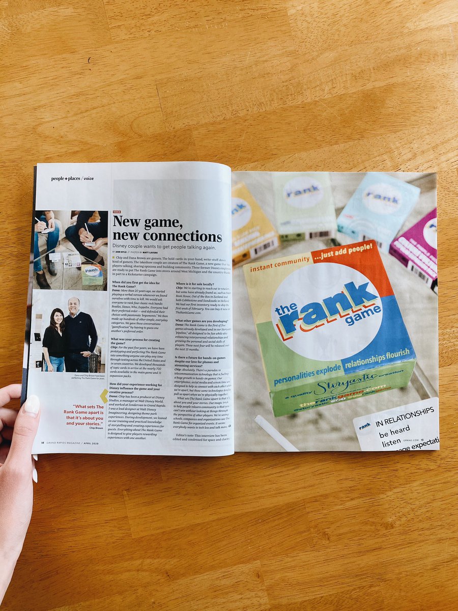 therankgame's tweet photo. Thank you @grmagazine for featuring THE RANK GAME in your April edition! Visit https://t.co/wfA6r0GNgk to read the article. #grmag #GrandRapids #therankgame #storyastic https://t.co/DnWG1fzaow
