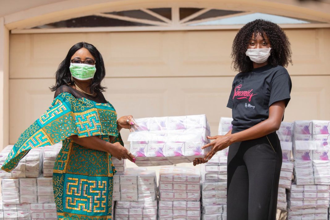 bftghana's tweet photo. .@MenayeDonkor supports needy women in #COVID-19 lockdown with 2000 sanitary pads. Read more here | https://t.co/4qUwQSz1nx #BFTGhana #Business #Health https://t.co/cIYvU9q2SB