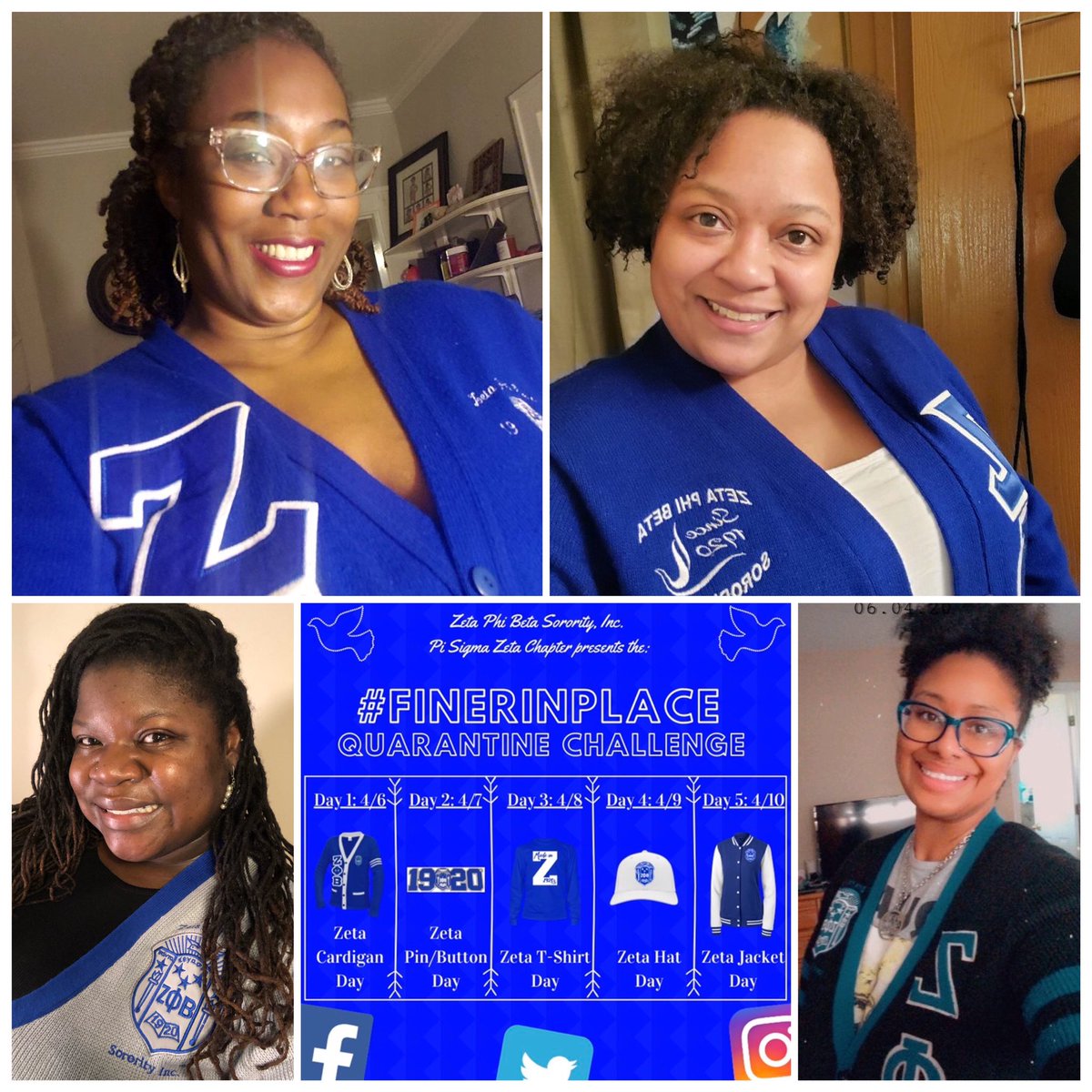 PiSigmaZeta's tweet photo. PSZ showed up for the challenge for Day 1: Cardigan Day! Can’t wait to see the pics for Day 2!! Drop pics below with your Zeta Pin, Button, or Jewelry!! #FinerInPlace #ZetaPhiBeta #PiSigmaZeta #100YearsOfFiner https://t.co/26EKlbilyJ