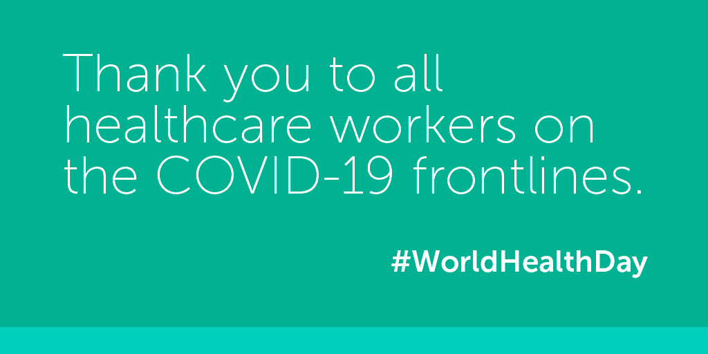 This #WorldHealthDay, we show our appreciation to healthcare workers and recognize the critical role they play in keeping us healthy, now more than ever. Let's thank them and help them do their jobs by following public health advice. #COVID19