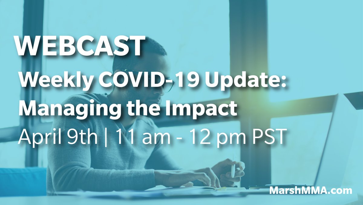 MMA_West's tweet photo. MMA's panel of subject matter experts will host a weekly COVID-19 webcast focused on HR with updates on how to minimize impact to your organization. Register for our April 9th session here: https://t.co/v3eWuAgn8M #MarshMMA #Coronavirus #COVID19 https://t.co/hDNjr6pw3i