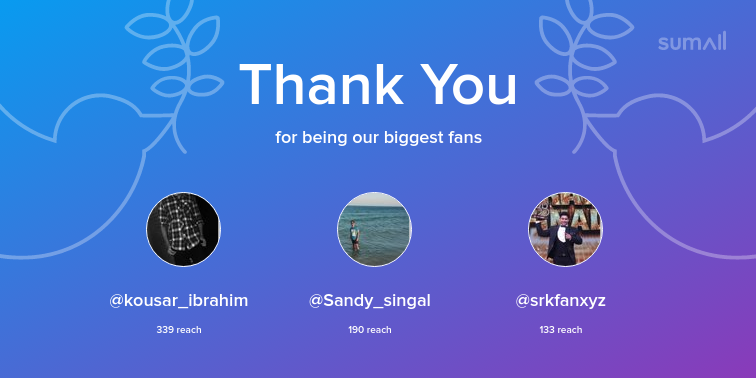 Deepika84315919's tweet photo. Our biggest fans this week: kousar_ibrahim, Sandy_singal, srkfanxyz. Thank you! via https://t.co/vHPOlS9bzS https://t.co/Ac1e7TkJHT