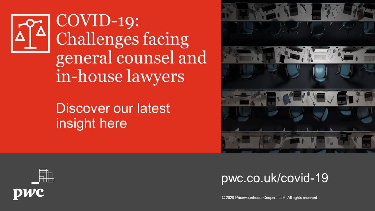 There are a number of challenges facing general counsel and in-house lawyers in relation to #COVID19. Take a look at <a href="/PwC_UK/">PwC UK</a>'s checklist of key issues to be considering at this time: pwc.to/2V7otGb