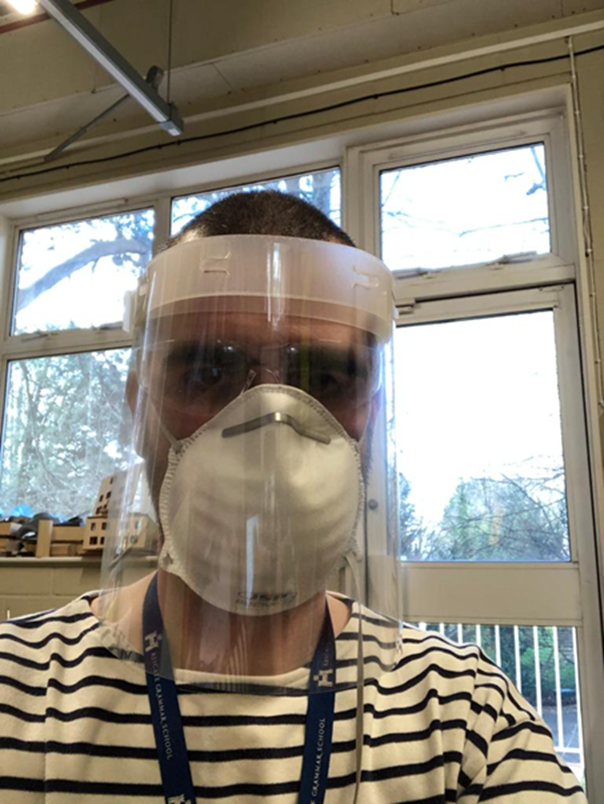 ReigateGrammar's tweet photo. Thank you also to Mr Stannard who has registered our minibuses for use by the local authority response team and @LoveworksOrg; and to Mr Alvarez, Mr Ward &amp; Mr Oates in @RGSDesignTech, who are working on using our laser cutter and materials to produce new face shields. https://t.co/NE48LAVwlC