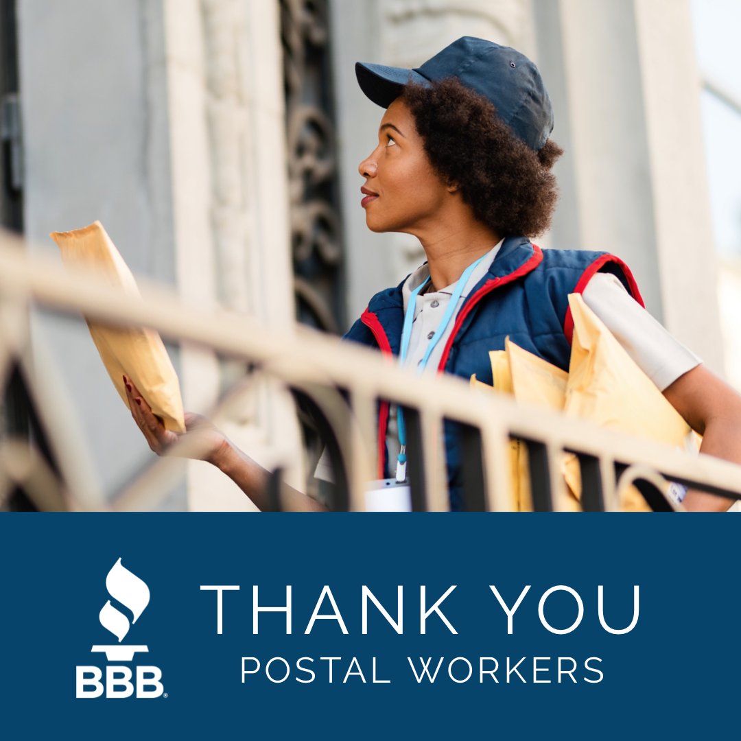 BBBofNorfolk's tweet photo. To all our #PostalWorkers, we THANK YOU for all continued services during this #pandemic. Please stay safe!
#StrongerTogether #BBBDelivers #COVID19 #BBBStrong #HamptonRoads #ThankYou #OBX #757 #USPS #FedEx #UPS #ThankfulTuesday https://t.co/BGqST7rHMD