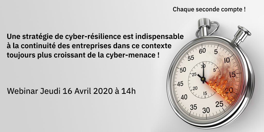 Webinar - Jeudi 16 Avril à 14h : Une stratégie de cyber-résilience 
Avec Jean Luc Pieczyrak et Philippe Christien
 Agenda et inscription : http://ibm.bizWeb16Avril2020IBMCyberResiliency