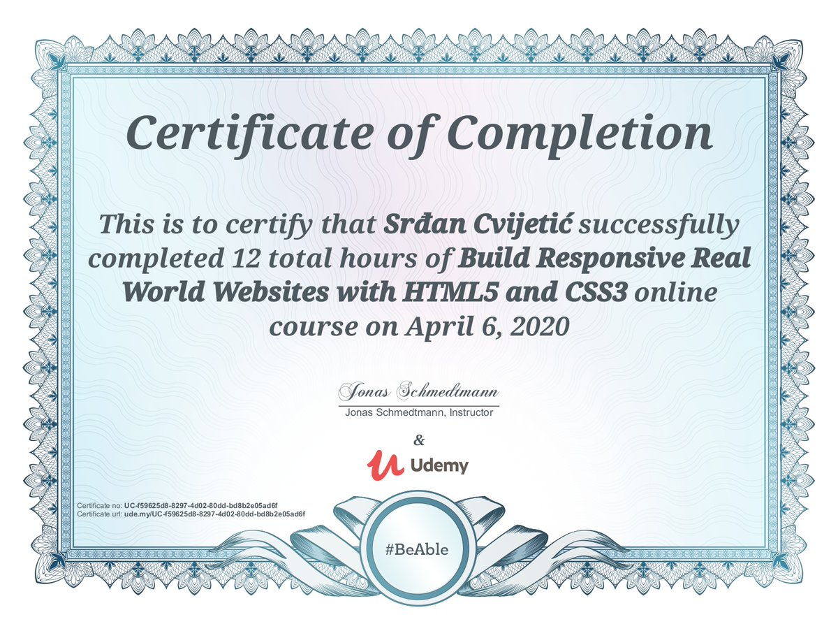 scwebdevsc's tweet image. Completed @Udemy course:
2. Build Responsive Real World Websites with HTML5 and CSS3 by @jonasschmedtman
#udemy #100DaysOfCode #web #webdevelopment #webdeveloper #webdevelopers #webdev #websitedevelopment #websitedeveloper #webdesign #webdesigner #code #coding #programming