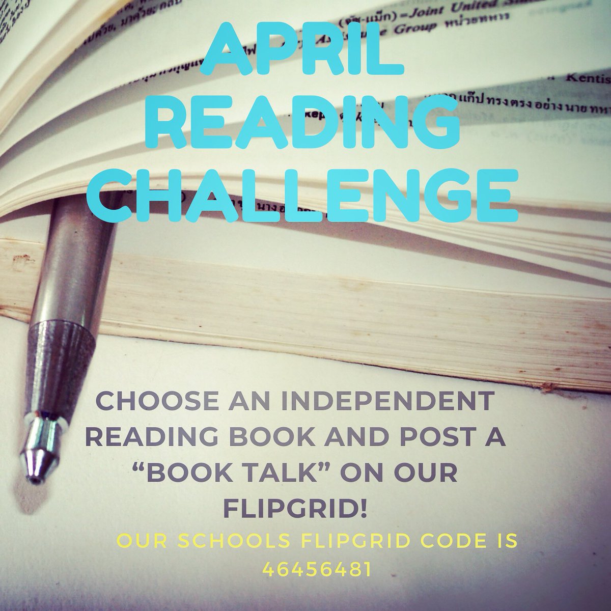 Hello Somerset Families! Head over to Flipgrid.com and type in our flip code 46456481 to participate in this months reading challenge! #flipgrid #sablearns #aprilbookchallenge