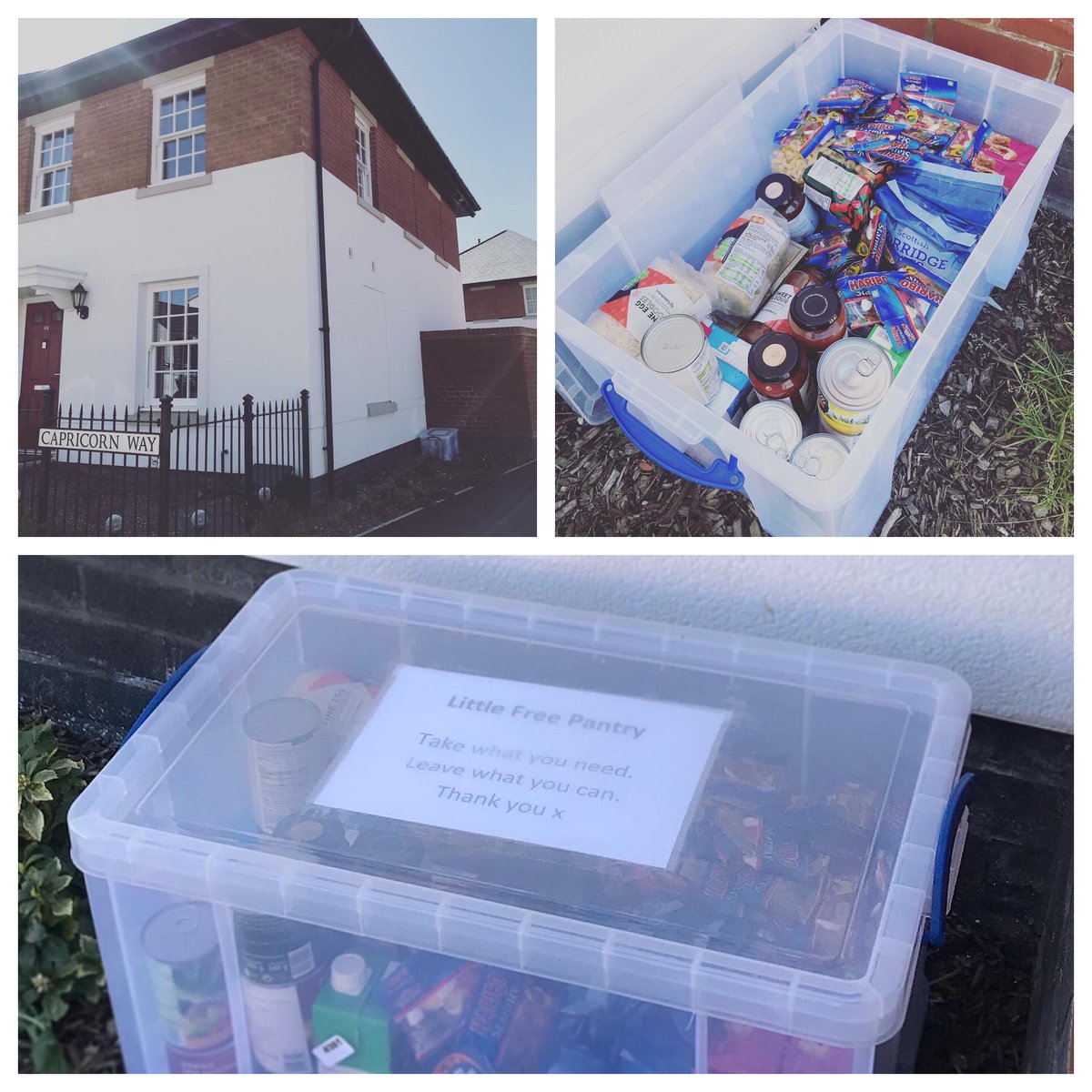 The community recently formed a volunteer group to give neighbourly support and a helping hand to those in need. They created a ‘Little Free Pantry’ with groceries for those struggling to get them. We were pleased to donate and fill a second Little Pantry this week. #sherford
