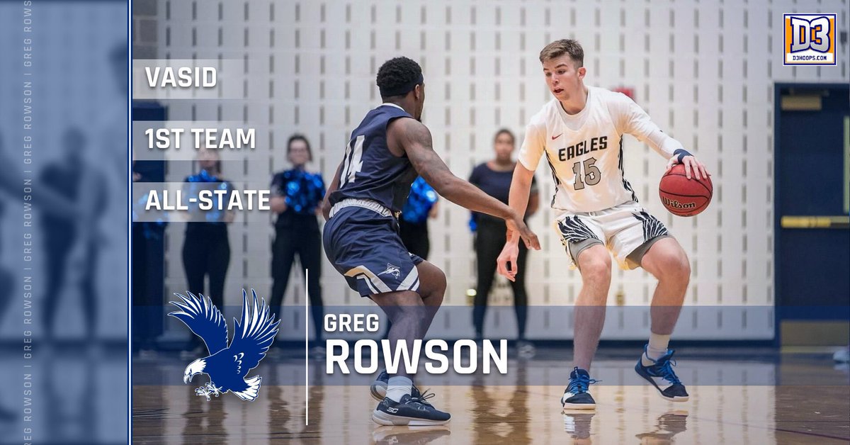 Congratulations to Sophomore, Greg Rowson, on being named VaSID 1st Team All-State! 🦅 #d3hoops