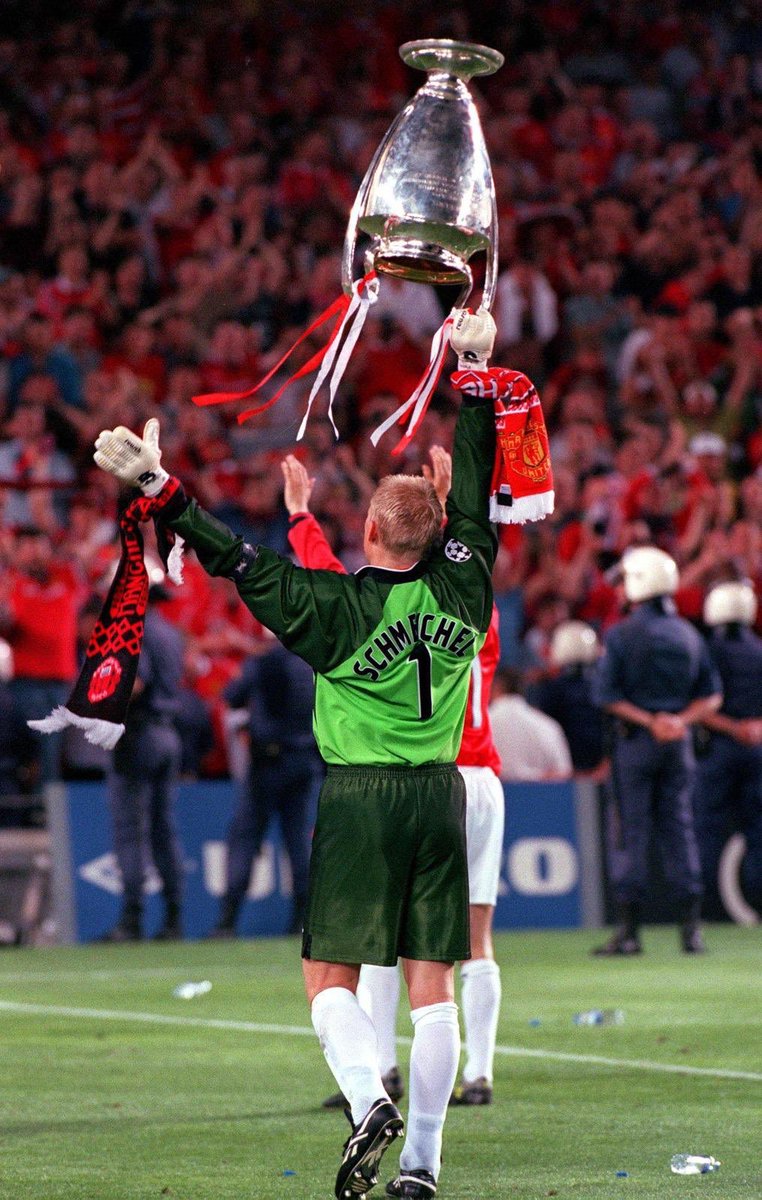 Pschmeichel1's tweet photo. Lots of you said the @ChampionsLeague final in 99. Don’t think I can argue against this. The most dramatic game I’ve ever played and the game to secure the treble. What a night this was! #TopFive https://t.co/HhEA9mxDm3