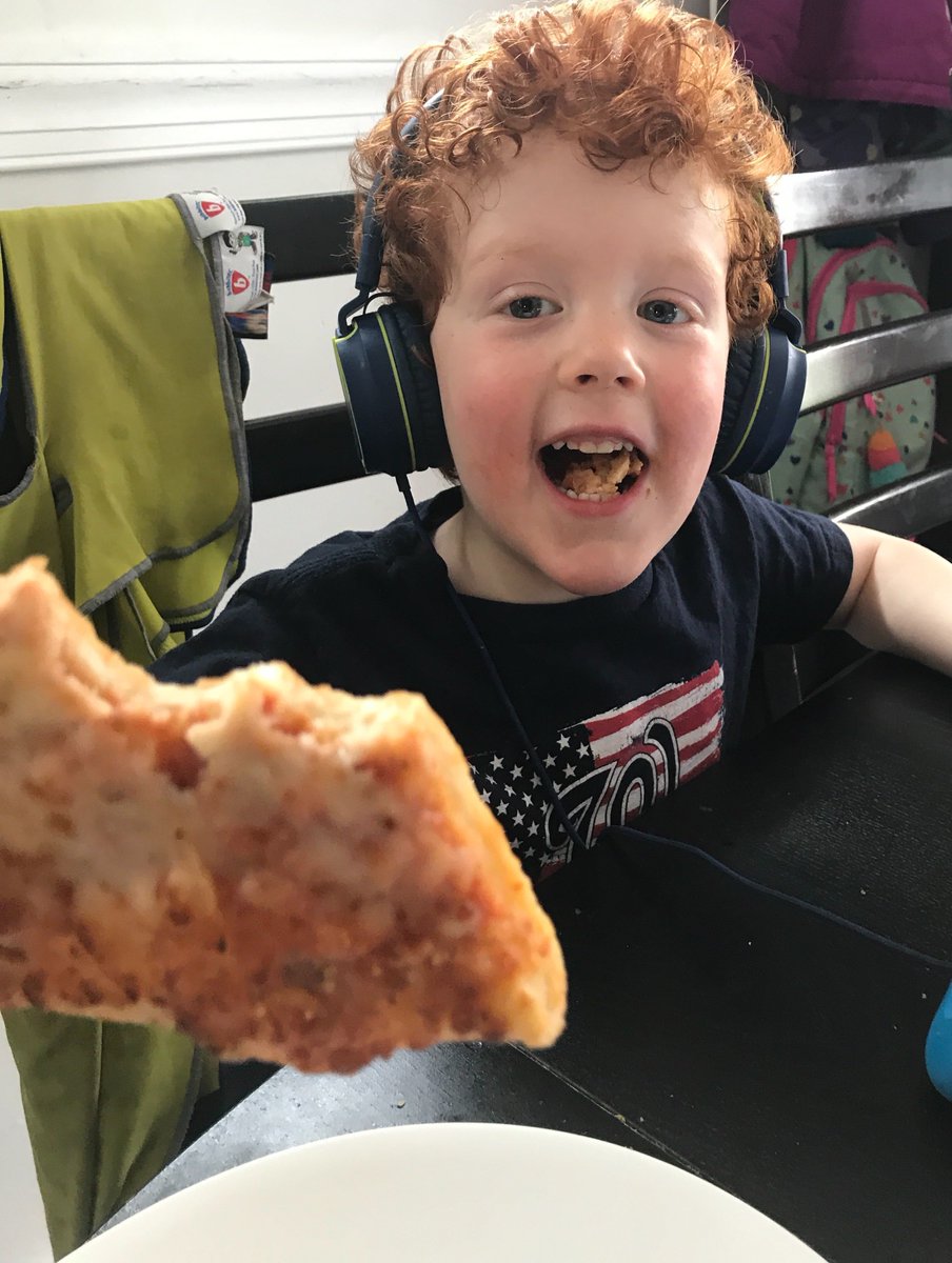 AJDroscher's tweet photo. Missing my @SHRM colleagues, but loving our virtual pizza party! Thanks @JohnnyCTaylorJr for sending all 350+ of us @dominos to enjoy (safely at home) with our families! 
PS: Campbell looovvveesss pizza! #LifeatSHRM @SHRMFoundation https://t.co/Bf8sBuXxsa