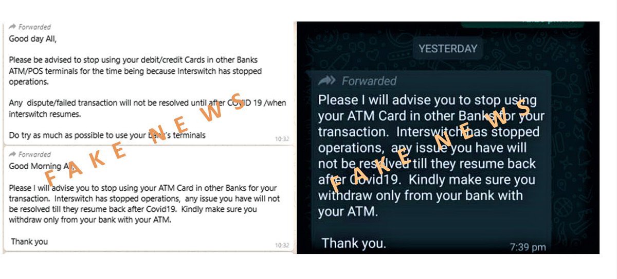 VerveCard's tweet photo. There are good chances you've seen messages like these circulating over the past few days. Please disregard as these are malicious, untrue and designed to create panic! Our operations remain fully functional!
#StayHome #StaySafe #KeepTransacting #NOToFAKENEWS #Vervecardworks https://t.co/kiULTQwQXV