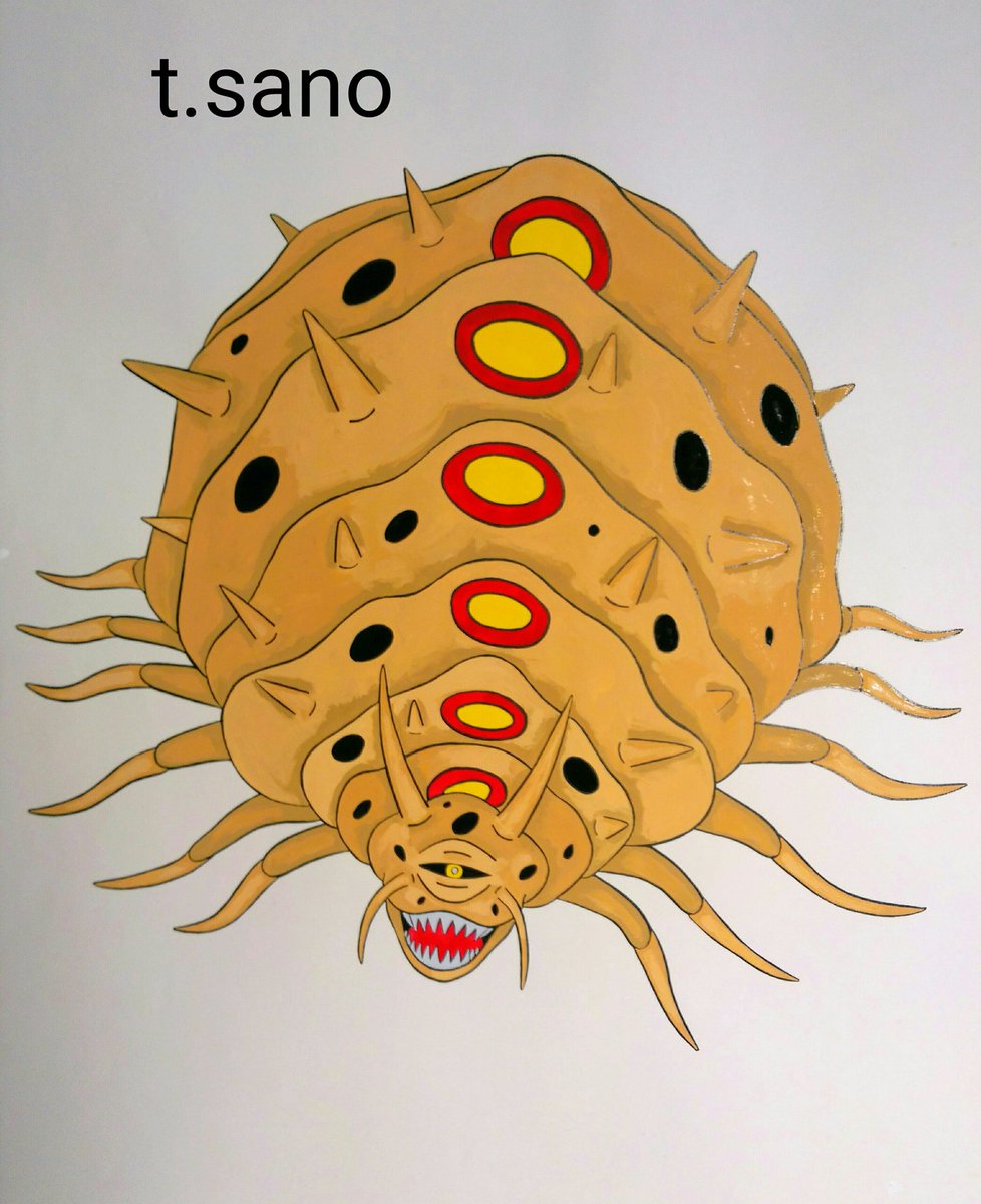 モンスターメーカー En Twitter No 316 スマイルスケア No 315 サンドポイズナー No 314 うみぼうず No 313 呪い童子 イラスト アナログイラスト オリジナルキャラクター モンスター 怪物 お化け 案山子 カカシ 動く物体 砂漠に住む生物 殻 毒 水の渦 海