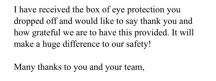 A lovely thank you from Claypath Medical Group after the team at <a href="/interserve/">Interserve</a> #MountOswald site donated #PPE for the doctors still seeing patients and making house calls #NHSheroes #StaySafe #protecttheNHS